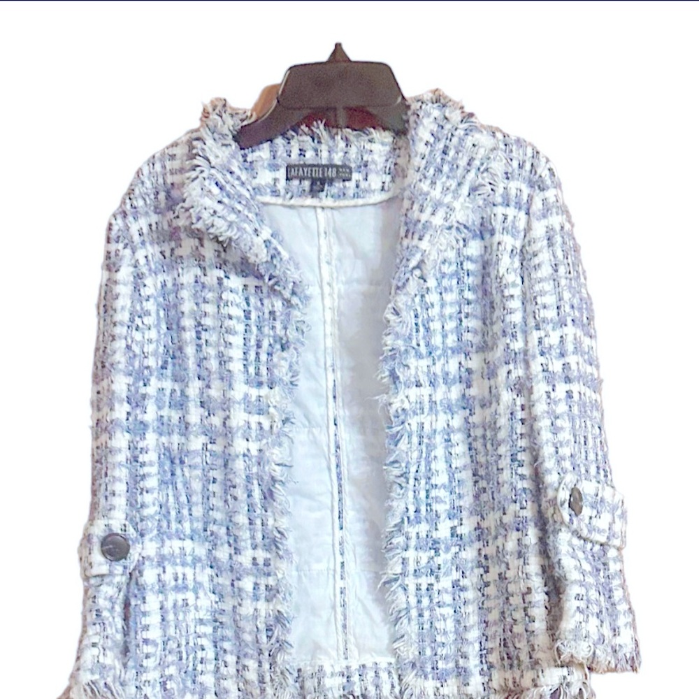Lafayette 148 New York! Blue and white tweed blazer.